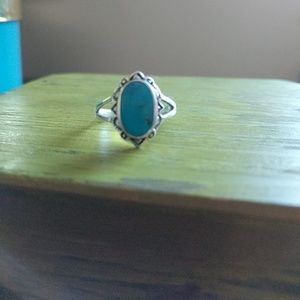 Dainty Sterling Silver Turquoise Ring